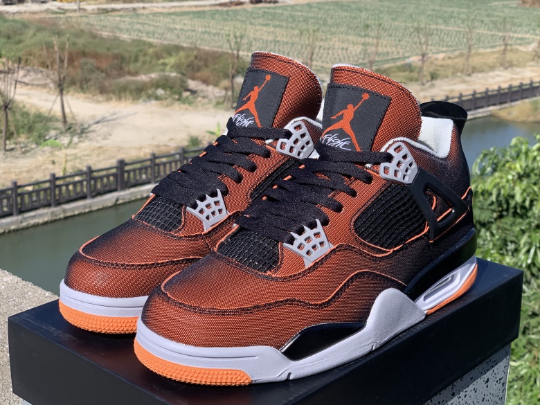 Women 2002 Air Jordan 4 Black Orange Shoes - Click Image to Close